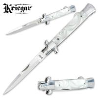 19-KG153 - Kriegar German Stiletto Switchblade Pocket Knife Imitation Pearl