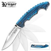 19-KG161 - Kriegar Blue Bowie Style Pocket Knife