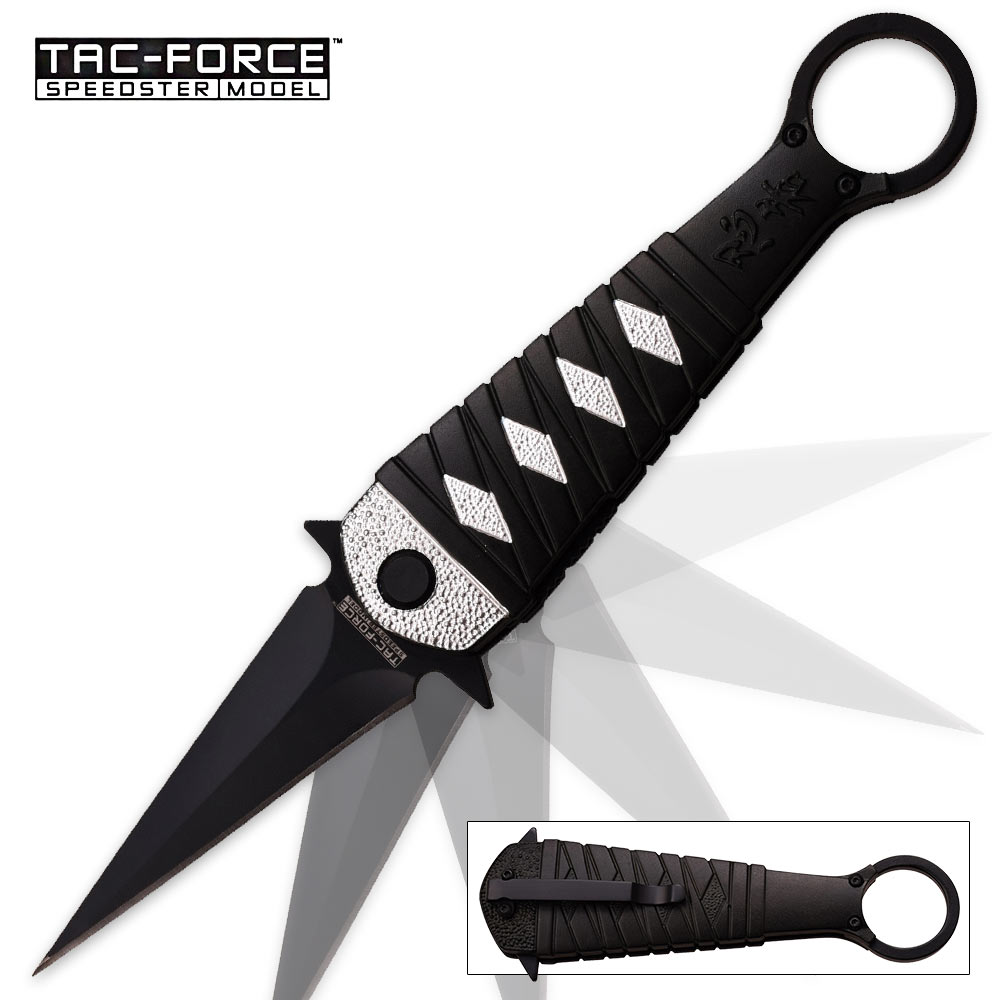Tac Force Dagger Style Folding Knife Black