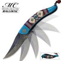 19-MC1851 - Indian Warrior Blue Spring Assisted Pocket Knife