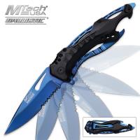 19-MC3987 - Mtech Ballistic Assisted Opening Folding Pocket Knife Blue Titanium