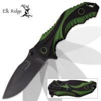 19-MC40244 - Elk Ridge Forester Ballistic Assisted Opening Pocket Knife Green