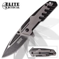 19-MC40558 - Elite Tactical Black Satin Assisted Opening Pocket Knife