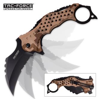 Tac Force DigiClaw Assisted Opening Folding Karambit - Desert Tan Digital Camo