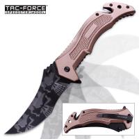 19-MC40655 - Tac Force Apparition Speedster Assisted Opening Pocket Knife - Ghost Skull Blade Art - Metallic Pink