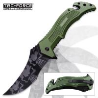 19-MC40656 - Tac Force Apparition Speedster Assisted Opening Pocket Knife - Ghost Skull Blade Art - Green