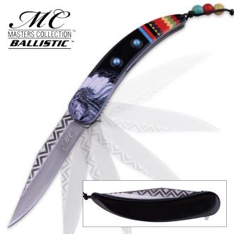 Masters Collection Native American Pocket Knife Black