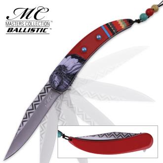 Masters Collection Native American Pocket Knife Red