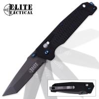 19-MC40670 - Elite Tactical Ghost Tanto Pocket Knife Ball Bearing Pivot G10 Handle Partially Serrated