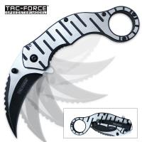 19-MC40723 - Tac Force Satin Streak Speedster Assisted Opening Folding Karambit Stonewashed and Satin Finish