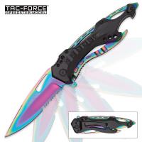 19-MC91563 - Tac Force Rainbow Titanium Speedster Assisted Opening Pocket Knife