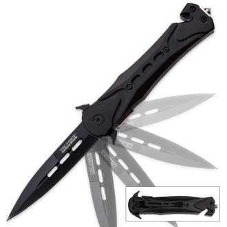 Tac-Force Assisted Opening Spear Point Rescue Stiletto Knife Black