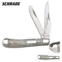 19-SCIMP13 - Schrade Imperial White Pearl Small Trapper Pocket Knife
