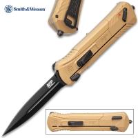 SW13707 - Smith &amp; Wesson OTF Switchblade Assisted Opening Flat Dark Earth Pocket Knife