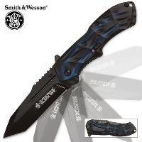 SWBLOP3TBL - Smith &amp; Wesson Black Ops Blue Tanto Tactical Pocket Knife - SWBLOP3TBL