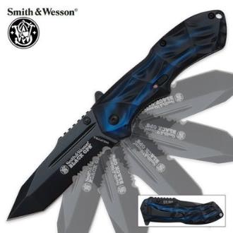 Smith & Wesson Black Ops Assisted Opening Pocket Knife Blue Tanto - SWBLOP3TBLS