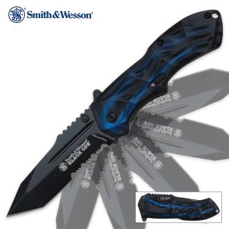 Smith & Wesson Black Ops Assisted Opening Pocket Knife Blue Tanto