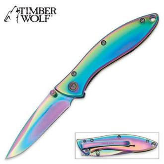 Timber Wolf Ti-Coated Rainbow Pocket Knife - TW117