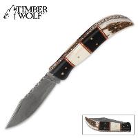 TW354 - Timber Wolf Custom Bone Lockback Folder - TW354