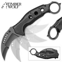 19-TW529 - Timber Wolf Black Finish Karambit Pocket Knife