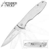 19-TW550 - Timber Wolf Executive EDC Assisted Opening Pocket Knife Satin Silver