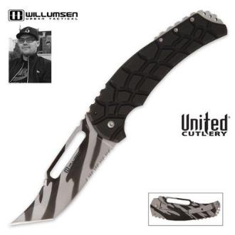Mikkel Willumsen Blondie Framelock Pocket Knife Camo Blade Partially Serrated - UC2871S