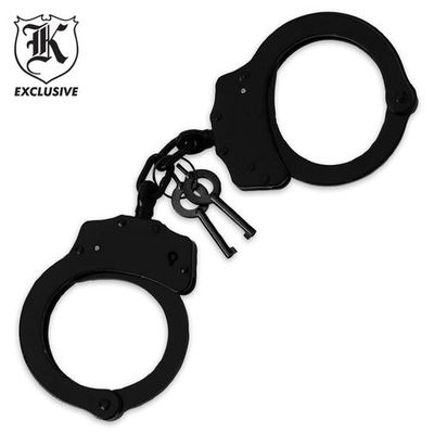 Police Handcuffs - Double Locking - Black Finish - BUDK.com