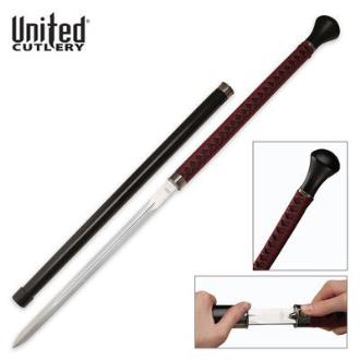 United Cutlery Forged Ball Sword Cane Black Red Damascus - UC2808