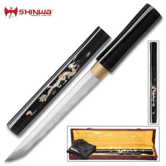 Shinwa Black Komodo Handmade Tanto / Samurai Short Sword