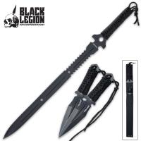 BK5548 - Black Legion Ninja Sword and Kunai Set and Sheath - 3Cr13 Stainless Steel