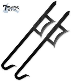 2-Piece Chinese Hook Sword Set Black - XL1111