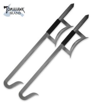 2-Piece Chinese Hook Sword Set Silver - XL1112