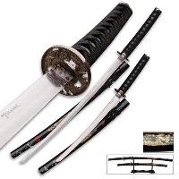 XL1032 - 2 Piece Samurai Sword Collector Set with Wooden Display Stand - XL1032