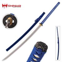 KZ095DZBL - Shinwa Blue Folded Damascus Odachi Sword
