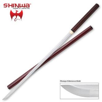 Shinwa Garnet Nodachi Samurai Sword Damascus Steel Blade - KZ351MD