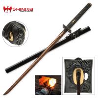 KZ747DZ - Shinwa Black Knight Handmade Damascus Katana Sword