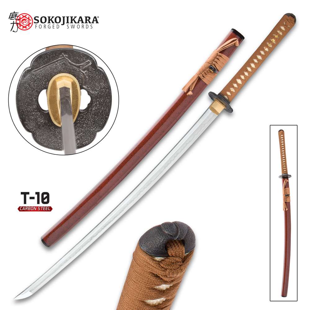 Red Legendary Ninja Sword - Sword and Throwing Knife Set - Red Bladed Ninja  Swords