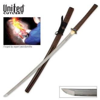 United Black Rurousha Leather Forged Katana Sword Damascus - UC2582
