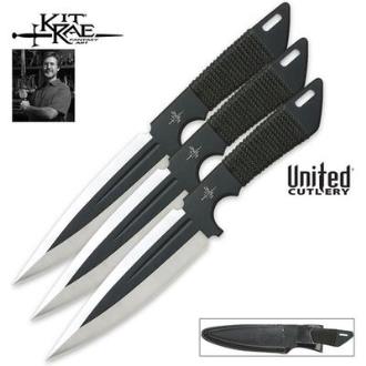 Kit Rae Large Black Jet Throwing Knife Set - KR0032B