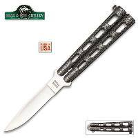 BS113 - Bear &amp; Son Silver Vein Butterfly Knife - BC113