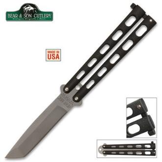 Bear Armor Piercing Black Butterfly Knife - BS114AB