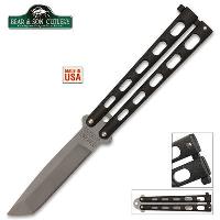 BS114AB - Bear Armor Piercing Black Butterfly Knife - BS114AB