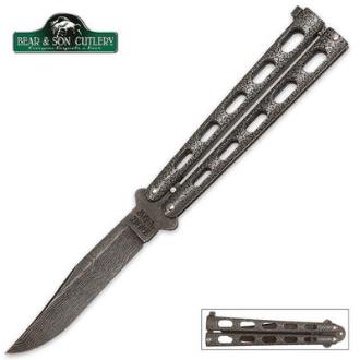 Bear & Son Silver Vein Butterfly Knife Damascus - BS114D