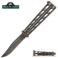 BS114D - Bear &amp; Son Silver Vein Butterfly Knife Damascus - BS114D