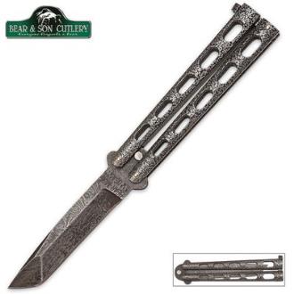 Bear & Son Butterfly Knife Damascus Tanto - BC31141