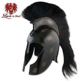 Black Coated Corinthian Trojan Helmet with Horse Hair Crest - BK1522