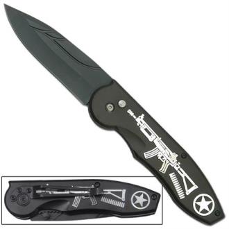 Aks-74 Assault Rifle Switchblade Large Knife by Azan IN9B4-H - Knives