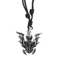 AT683 - Flying Skull and Spine Pewter Necklace