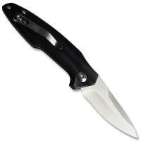 AU-141BK - Black Handle CNC Machined Switchblade Silver Blade