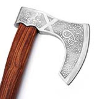 White Deer Custom Hand Forged Viking Sorcerer Fantasy Axe With Etched Carbon Steel Head